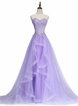 Picture of Lavender Sweetheart Tulle A-Line Lace Applique Party Dresses, Pretty Sweet 16 Dresses